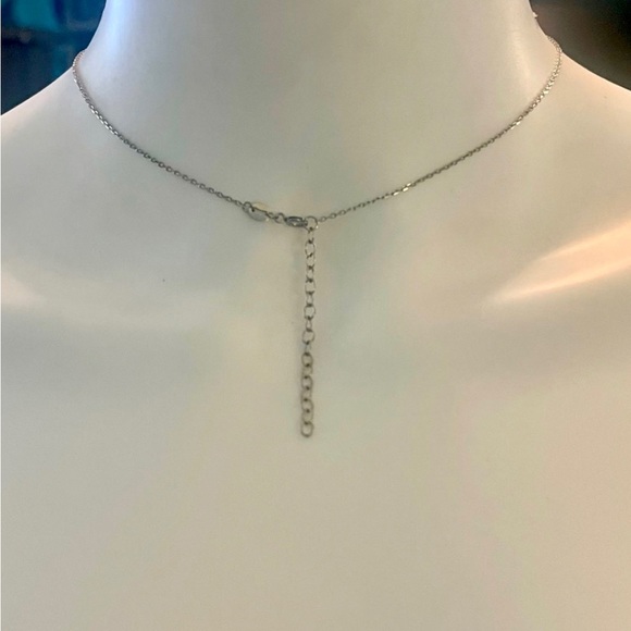 Adornia Vertical Crystal Bar Necklace .925 Sterling Silver - Picture 4 of 4